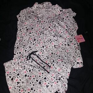 Disney Dalmatian Print Pajama Set - White and Pink